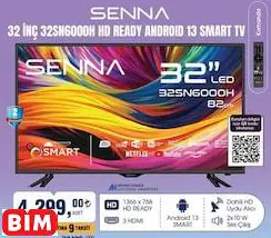 SENNA 32 İNÇ 32SN6000H HD READY ANDROID 13 SMART TV AKILLI TELEVİZYON